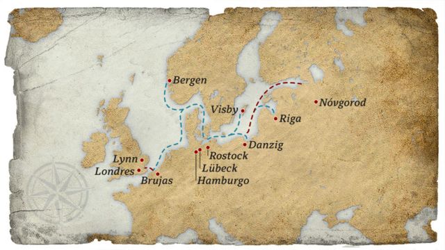 Las flotas de las Cruzadas, los navíos de la Hansa y líneas regulares desde el sur de Inglaterra.